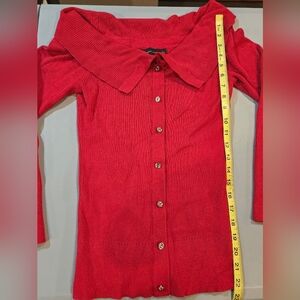 New York & Company Off-the-Shoulder Red Sweater 3c26